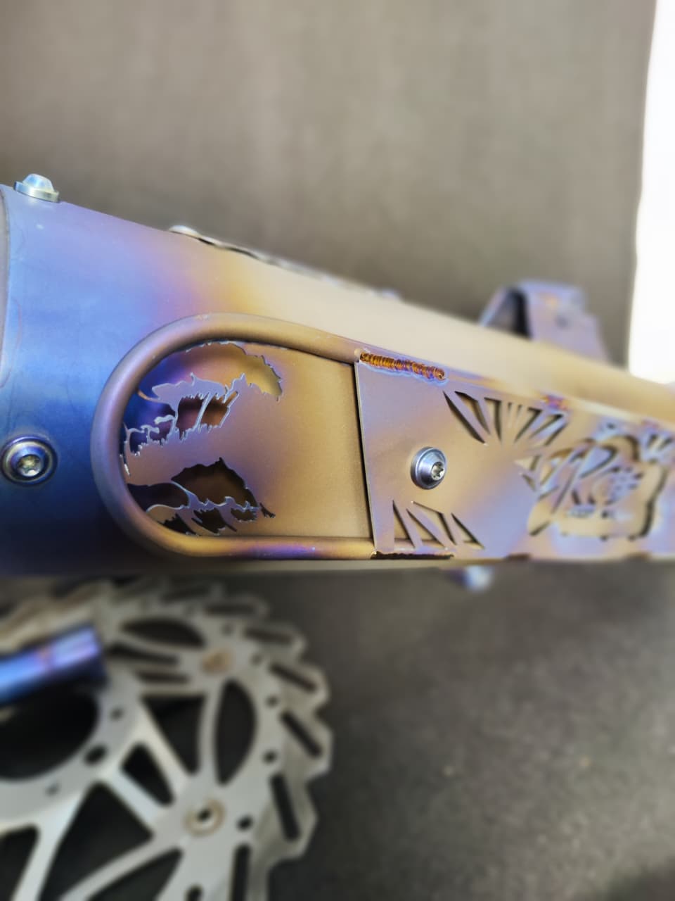 Close-up titanium ZRC exhaust detail